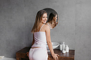 Routine procedures and decorative cosmetics for homemade visage. Happy young wo, a Photo by Prostock-Studio (Thumbnail 2 of 2)
