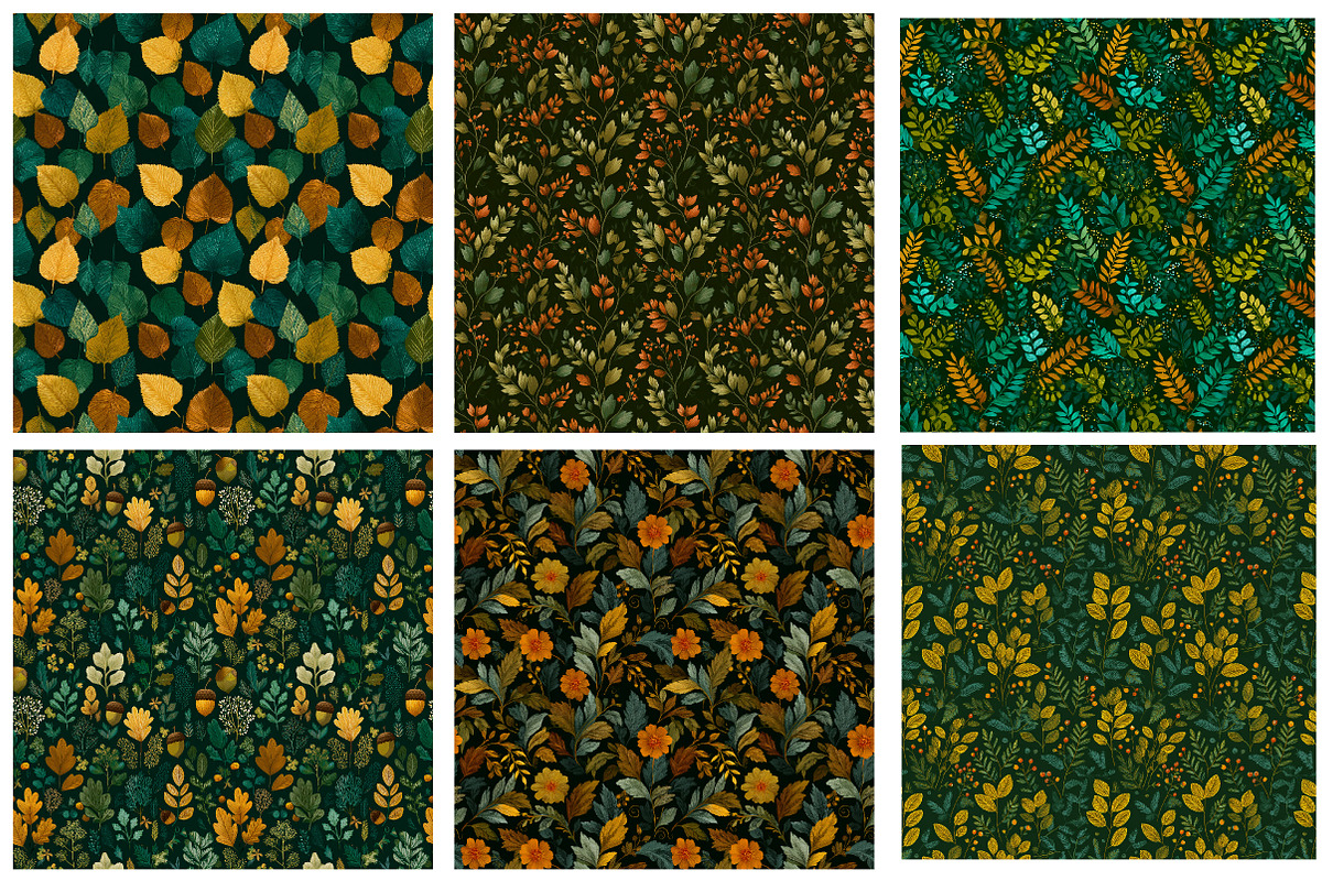 Green Autumn Seamless Digital paper, a Pattern Graphic by Designking (Photo 3 of 4)