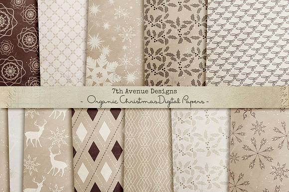 Organic Christmas Digital Papers preview 2