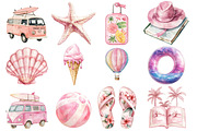 Pastel Vacation Clipart PNG, an Illustration by SinaCreation (Thumbnail 2 of 5)