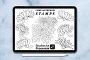 100 procreate chrysanthemum stamps, a Brush Add-On by Arts For Peace (Thumbnail 5 of 9)