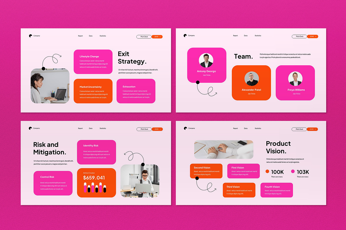 Pink Modern Pitch Deck PPT, a Presentation Template by graphicook