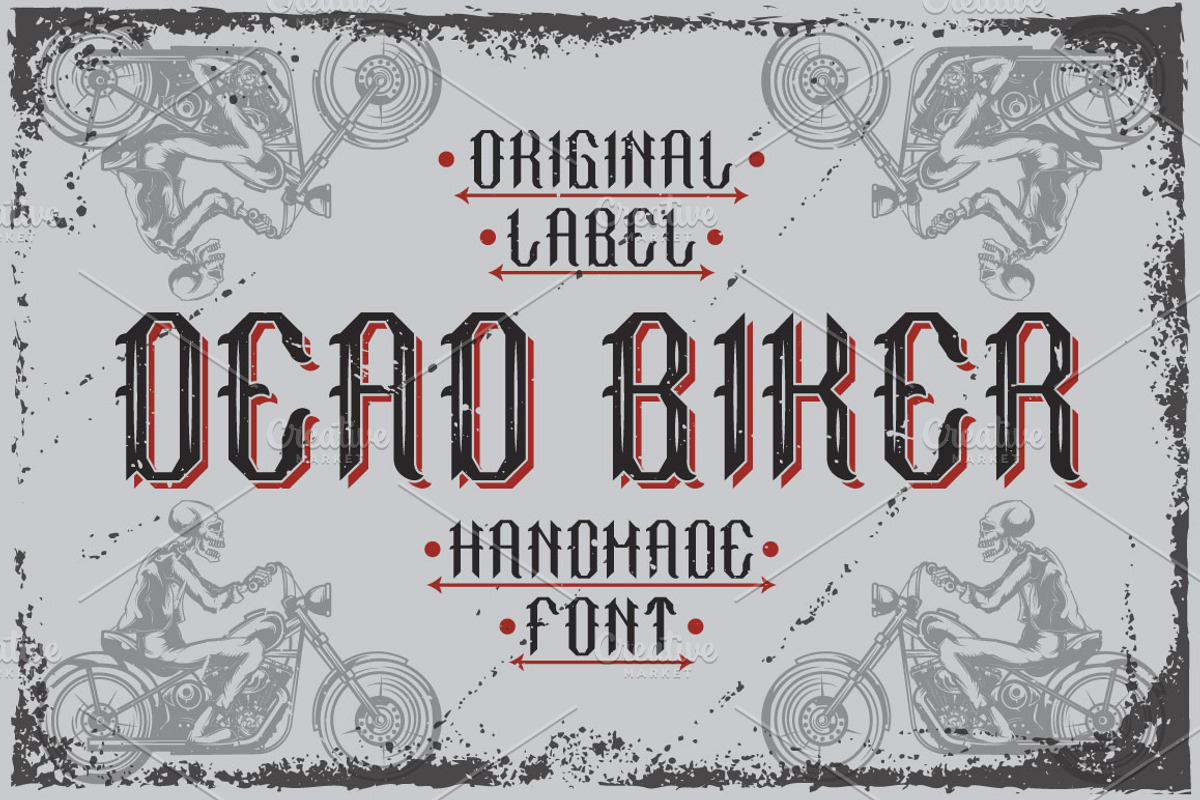 Handcrafted font "Dead biker"