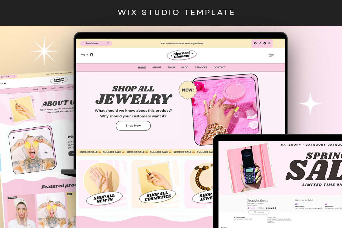 Pink Wix Shop Website Template, a Wix Template by Template Twist Shop (Photo 1 of 10)