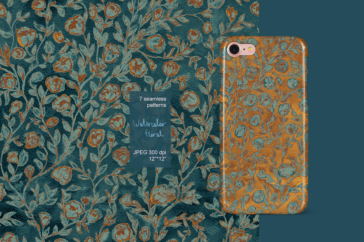 Shabby floral seamless watercolor, a Pattern Graphic by PatternsBlooming (Photo 3 of 7)
