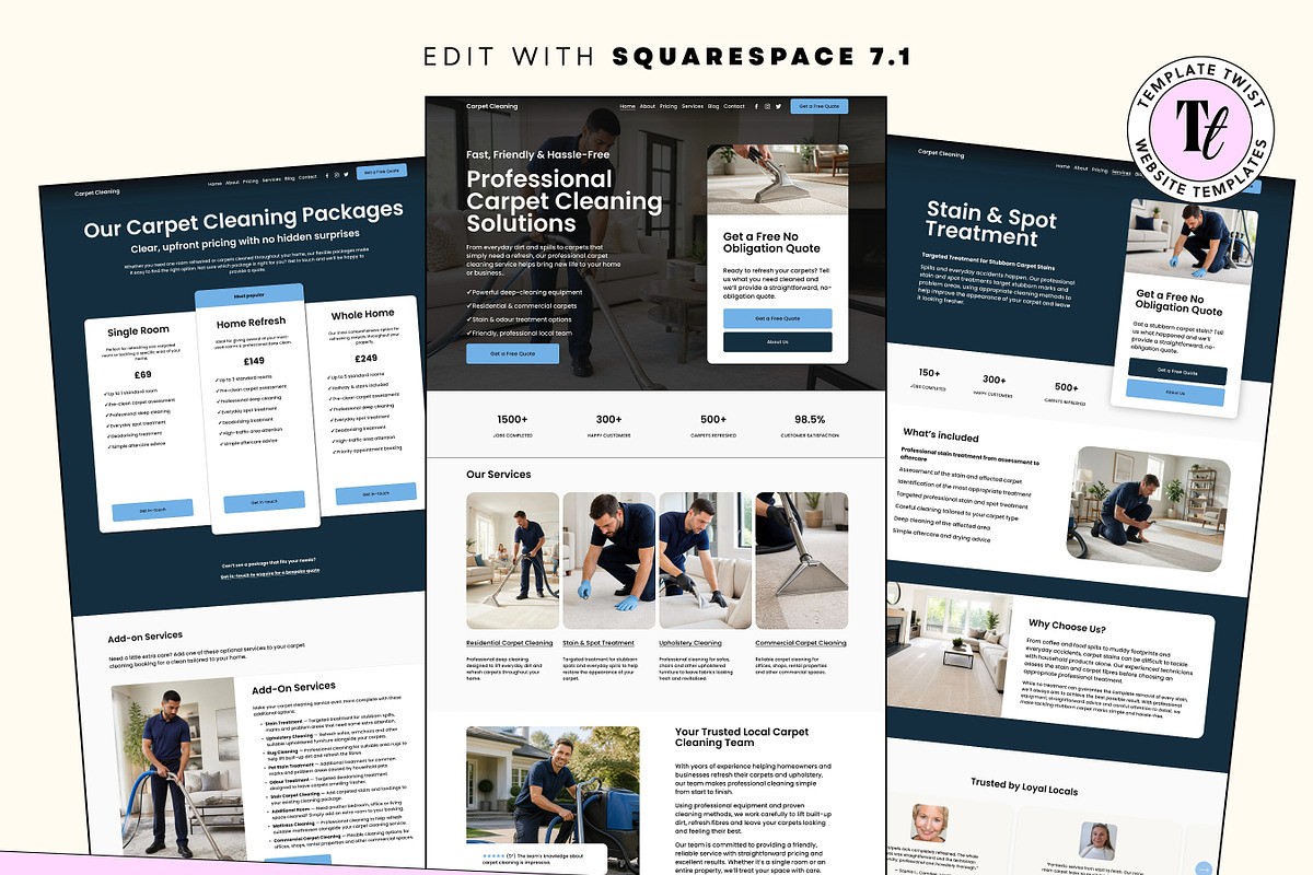 Carpet Cleaning Squarespace Template, a Squarespace Template by Template Twist Shop (Photo 2 of 9)
