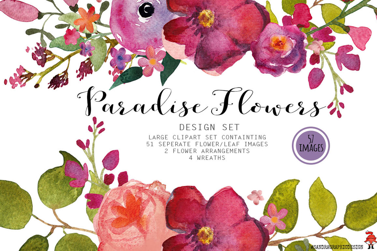 Floral watercolor clip art, an Illustration by SandraGraphicDesign (Photo 1 of 5)