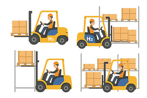 Forklift operators handling cargo in, a Transportation Illustration by ZinetroN