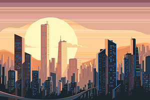 Sunrise Landscape In City