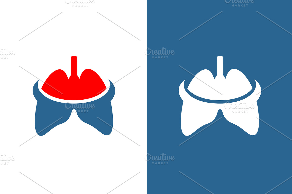 A red and white graphic of a lung, an Object Illustration by GraphiShop