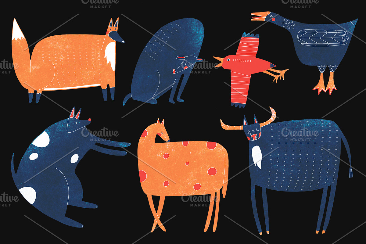 25 Hand Drawn Animals ClipArt, an Animal Illustration by Sasha Mitkalova (Photo 2 of 3)