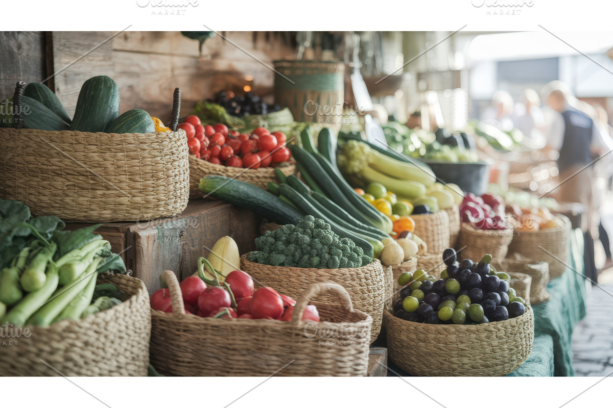 Fresh organic vegetables displayed, an Illustration by tilialucida