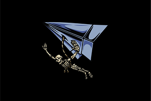Skeleton Flying with Paper Plane, an Object Illustration by nomlimo.com