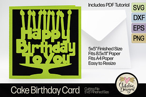 Happy Birthday Cake Card SVG Files