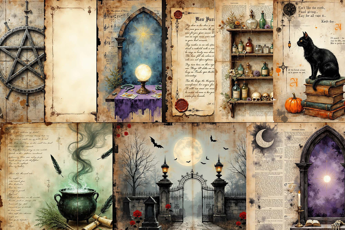 Vintage Halloween Junk Journal Kit, a Background Graphic by Graphic Template (Photo 3 of 3)
