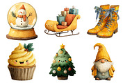 Cute Yellow Christmas Clipart, an Illustration by Daily.Designs (Thumbnail 4 of 5)