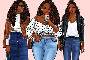 Fashion Girls 40 - Dark Skin Clipart