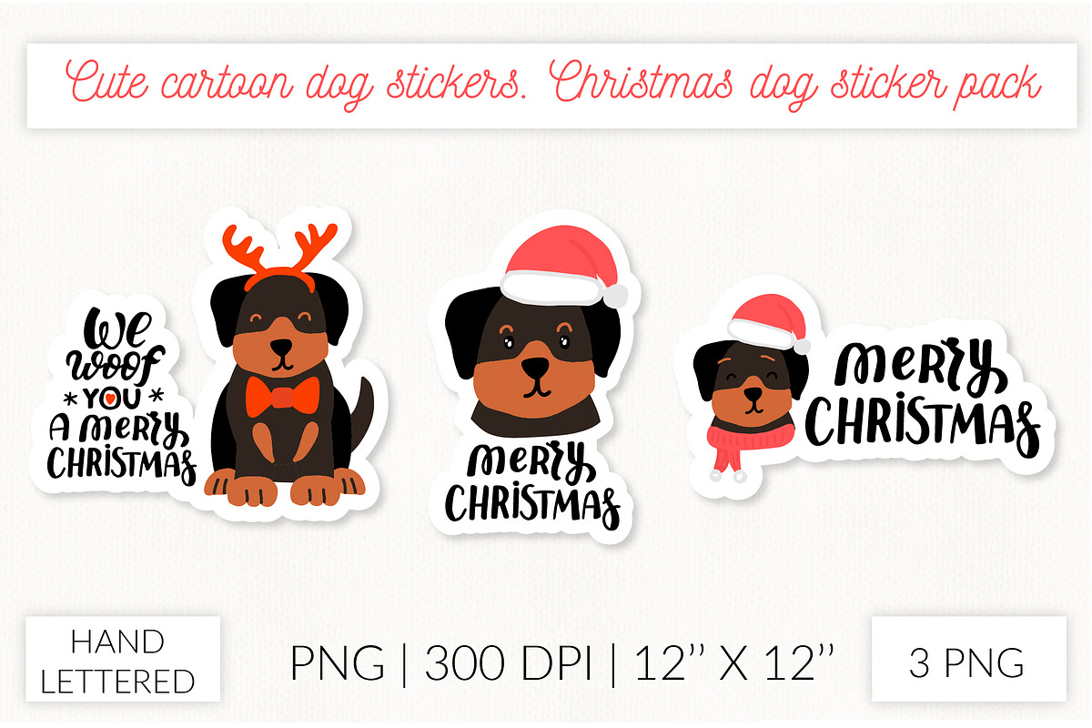 Cute dog stickers. Puppy Christmas, an Object Graphic by Let's Art (Photo 17 of 24)