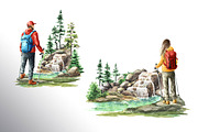 Let's Hiking! Watercolor set, a Person Illustration by Daria Ustiugova (Thumbnail 4 of 13)