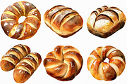 Watercolor Baker's Bread Clipart, an Illustration by Libby Wishes (Thumbnail 7 of 7)