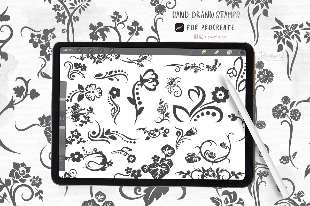Stencil Procreate Stamp Brush 024, a Brushes & More by Drawberx (Photo 1 of 8)