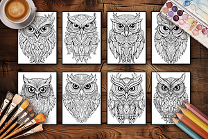 50 Owls: Anti-stress Coloring Pages