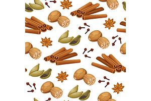 Aromatic spices seamless pattern