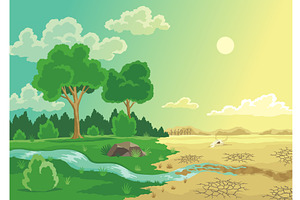 Climate change with land degradation, an Object Illustration by the8monkey
