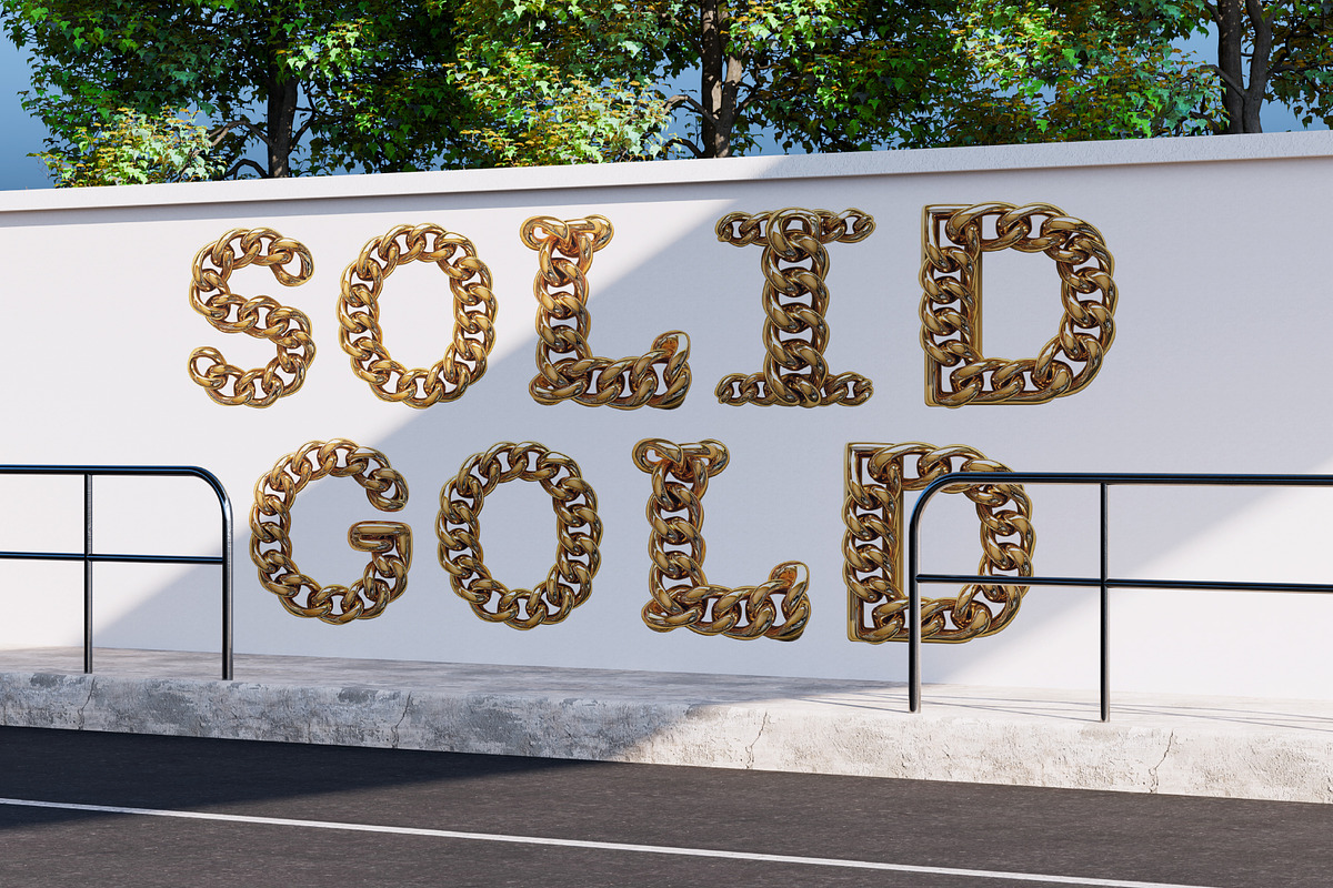 Gold Chain 3D Font, a Font by Loudoun Design Co. (Photo 3 of 6)