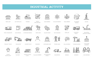 Industrial Activity icons Pack, an Outline Icon by Tettygreen