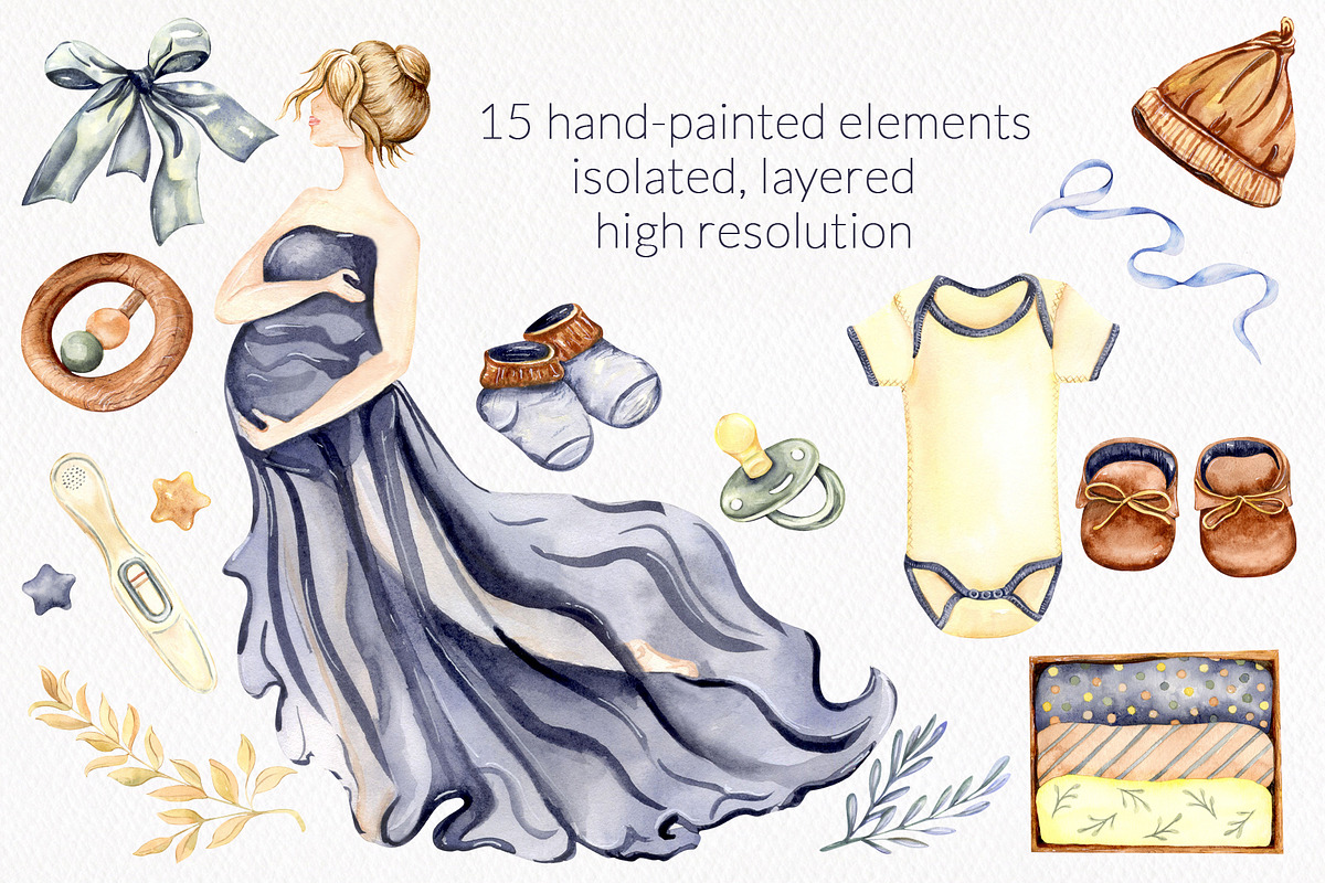 Baby Shower Watercolor Collection, a Decorative Illustration by WatercolorElena (Photo 2 of 12)