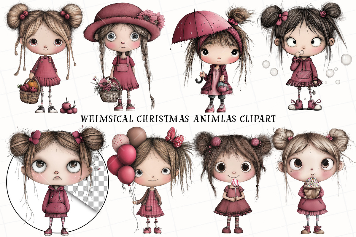 Whimsical Girl Clipart, an Illustration by OK Design (Photo 3 of 6)