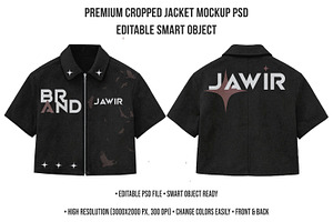 Premium Cropped Jacket Mockup PSD