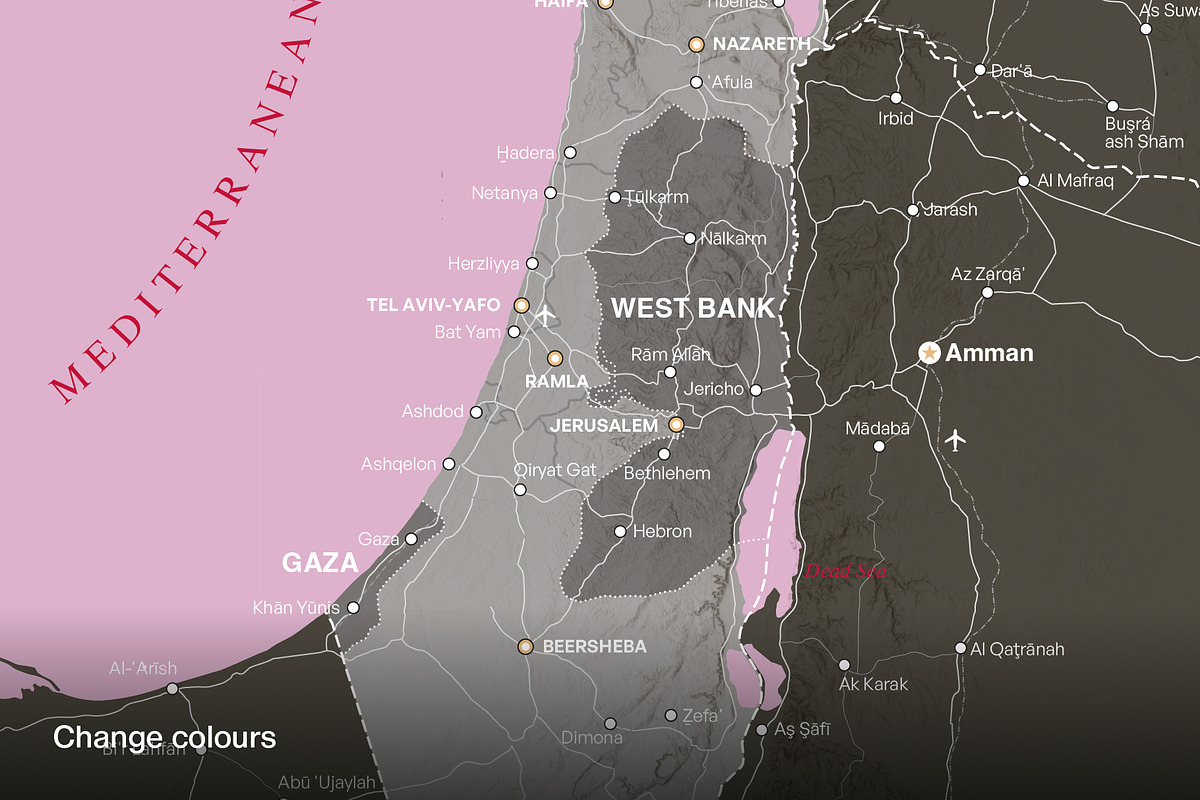 Israel Palestine vector map, a Work Illustration by Fucina™ (Photo 3 of 7)