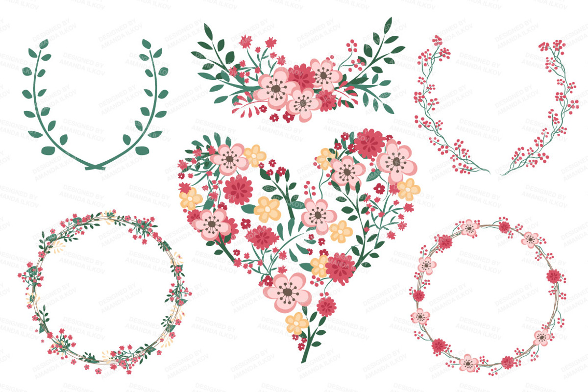 Rose Garden Floral Heart, an Illustration by Amanda Ilkov (Photo 3 of 4)