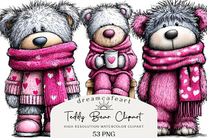Valentine’s  Teddy Bear Coquette Cli, an Illustration by DreamCafeArt