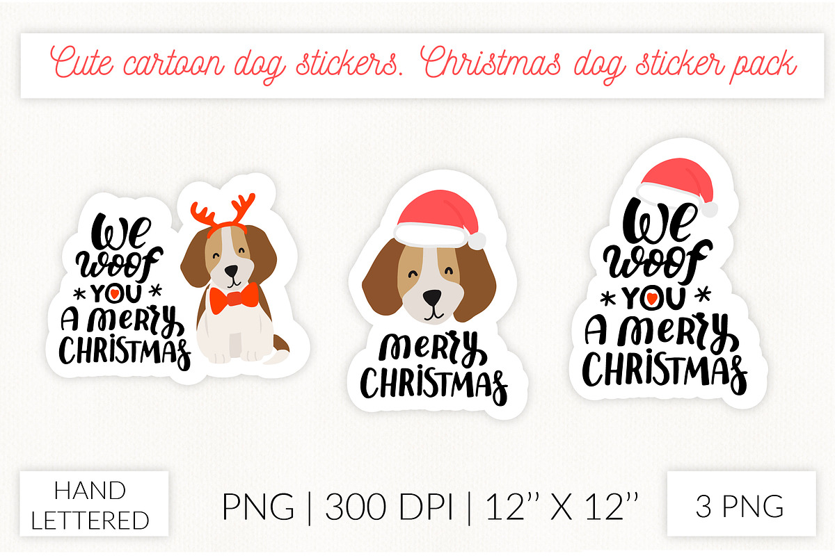 Cute dog stickers. Puppy Christmas, an Object Graphic by Let's Art (Photo 3 of 24)