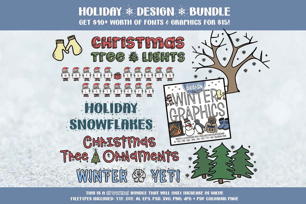 Holiday Design Bundle, a Font by Brittney Murphy Design (Photo 1 of 6)