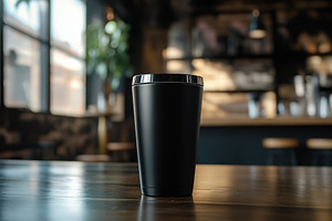 Black tumbler mockup presented, a Photo by Pavel_design