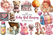Pink Baby Girl Nursery Clipart, an Illustration by CreationArt (Thumbnail 1 of 9)