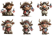 Patriotic Highland Cow Clipart, an Animal Illustration by Designking (Thumbnail 3 of 5)