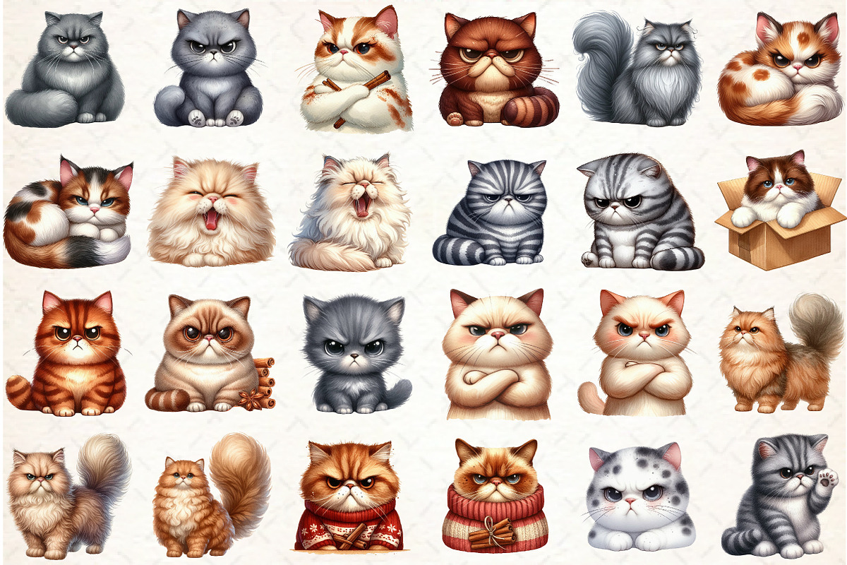 Cute Grumpy Cat Clipart PNG, an Illustration by Libby Wishes (Photo 2 of 6)
