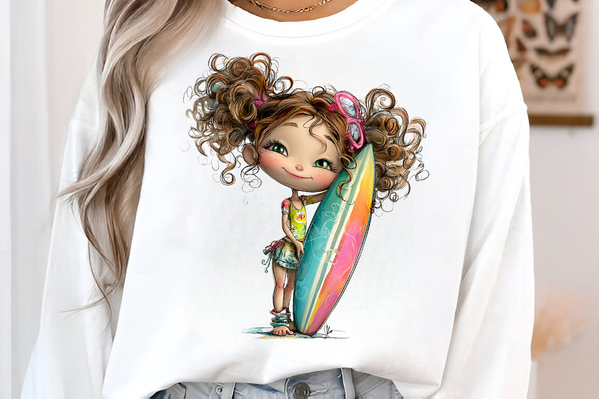 Quirky surfer girl clipart, an Illustration by SinaCreation (Photo 6 of 11)