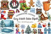 Cozy Winter Cabin Clipart, an Illustration by designcity5 (Thumbnail 1 of 5)