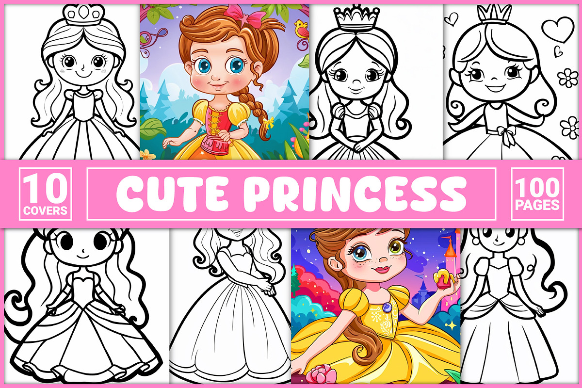 100 Princess Coloring Pages, a Person Illustration by BrightMart