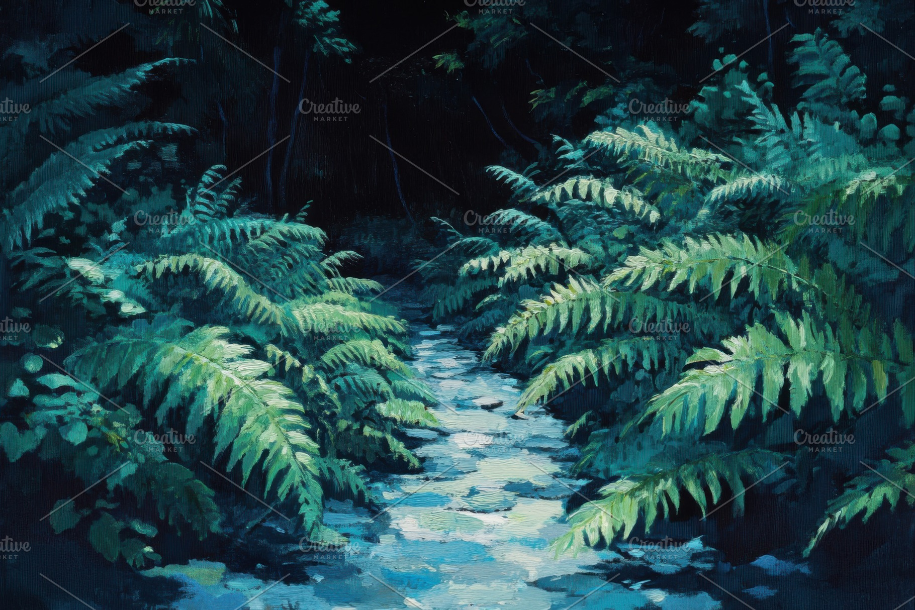 Forest stream flows softly between l, a Photo by Iftikhar Alam