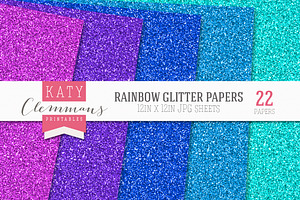 Rainbow Glitter Papers Bumper Pack