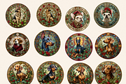 DOG ORNAMENTS CLIPART, an Animal Illustration by Daring Digies (Thumbnail 4 of 9)