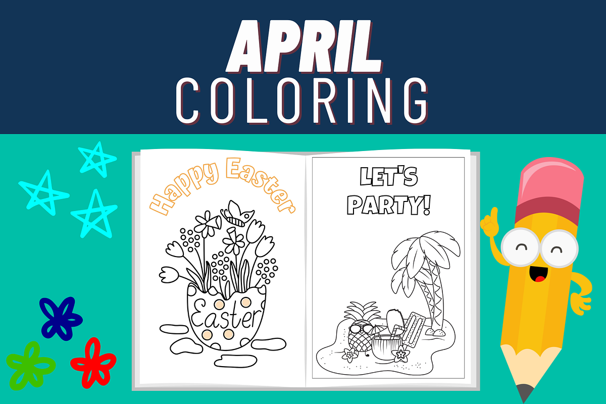 Spring Coloring Pages - April Theme, a Templates & Theme by Premium Digital Templates (Photo 2 of 3)