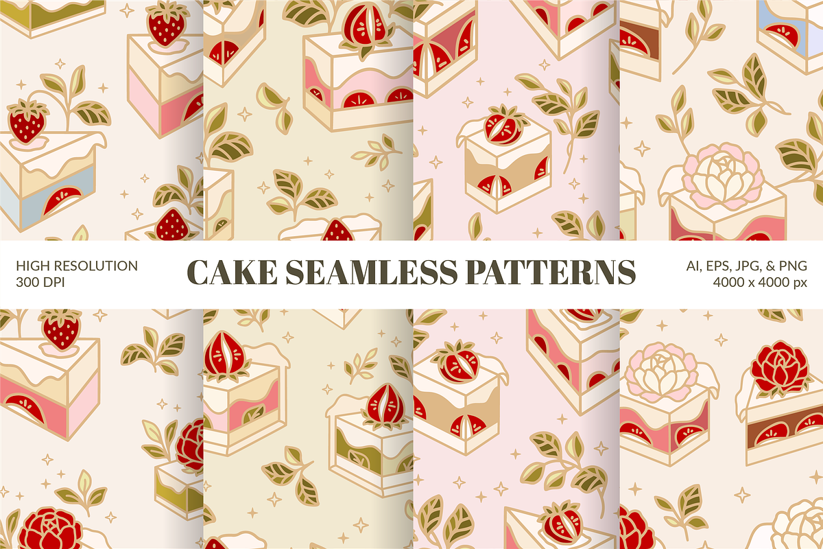 Vintage Cake Logo & Label Set, a Food Illustration by Artflorara (Photo 6 of 8)